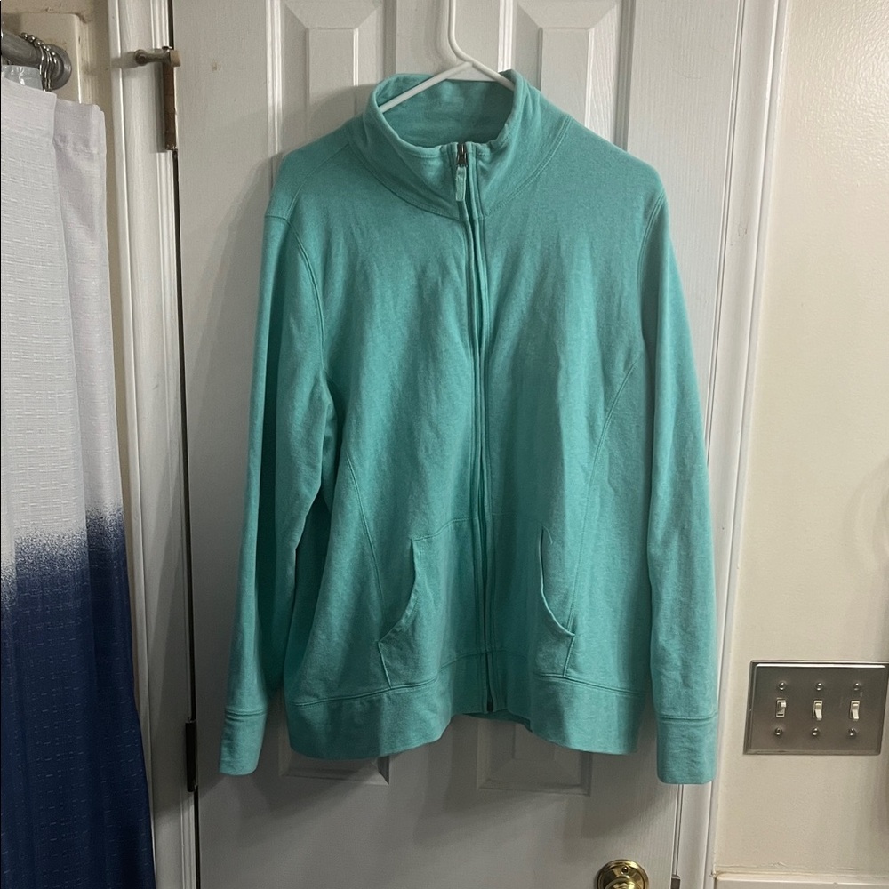 LL Bean Women’s 1X Plus Aqua Full-Zip sweatshirt jacket
